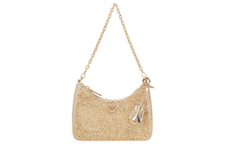 PRADA Cow Leather Portable Crossbody Bag Shoulder Bag Women's Gold