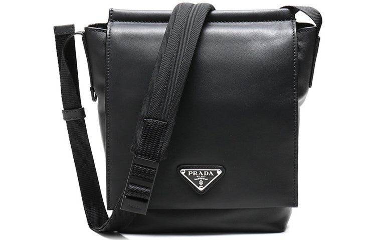 PRADA Cow Leather Shoulder Bag Crossbody Bag Men's Black