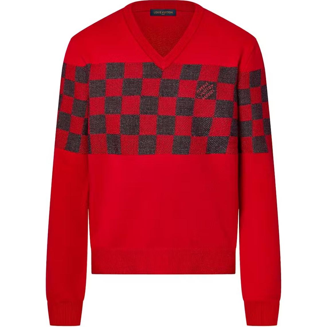 LOUIS VUITTON Damier V Neck Wool Pullover