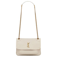 SAINT LAURENT Niki Sheepskin Crossbody Bag, Shoulder Bag Mini Women's Vintage White