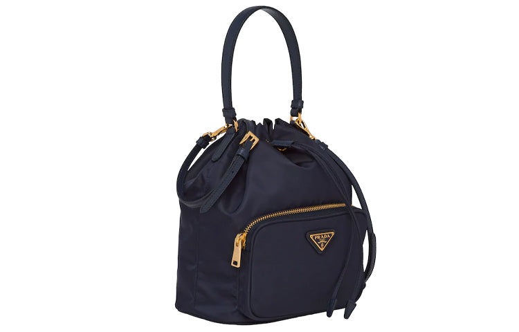 PRADA Duet Fabric Bucket Bag Handbag Women's Blue
