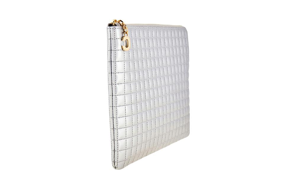 CELINE Calfskin Wallets Coin Purses Women's Silver