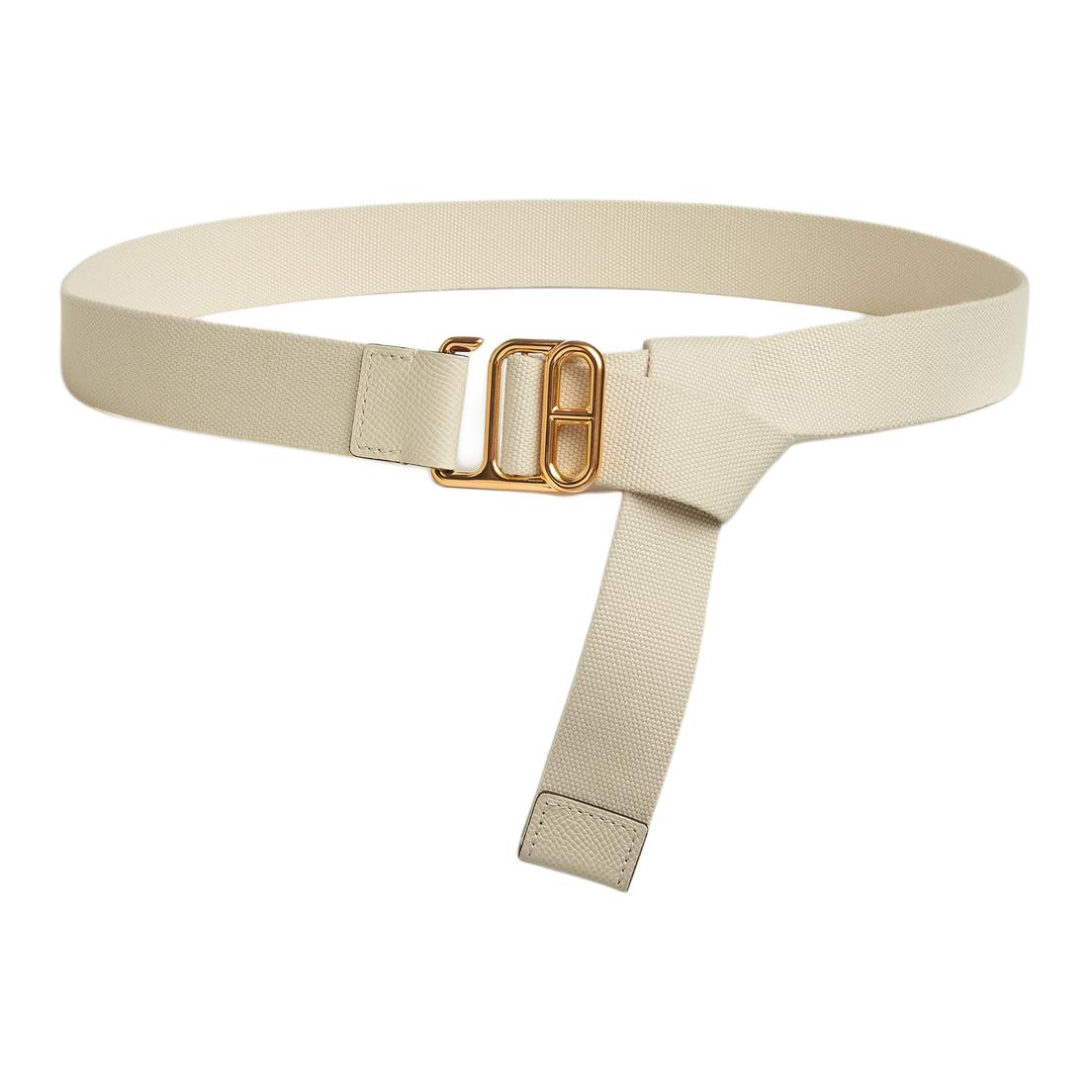 HERMES Calfskin Belts Unisex White 3CM