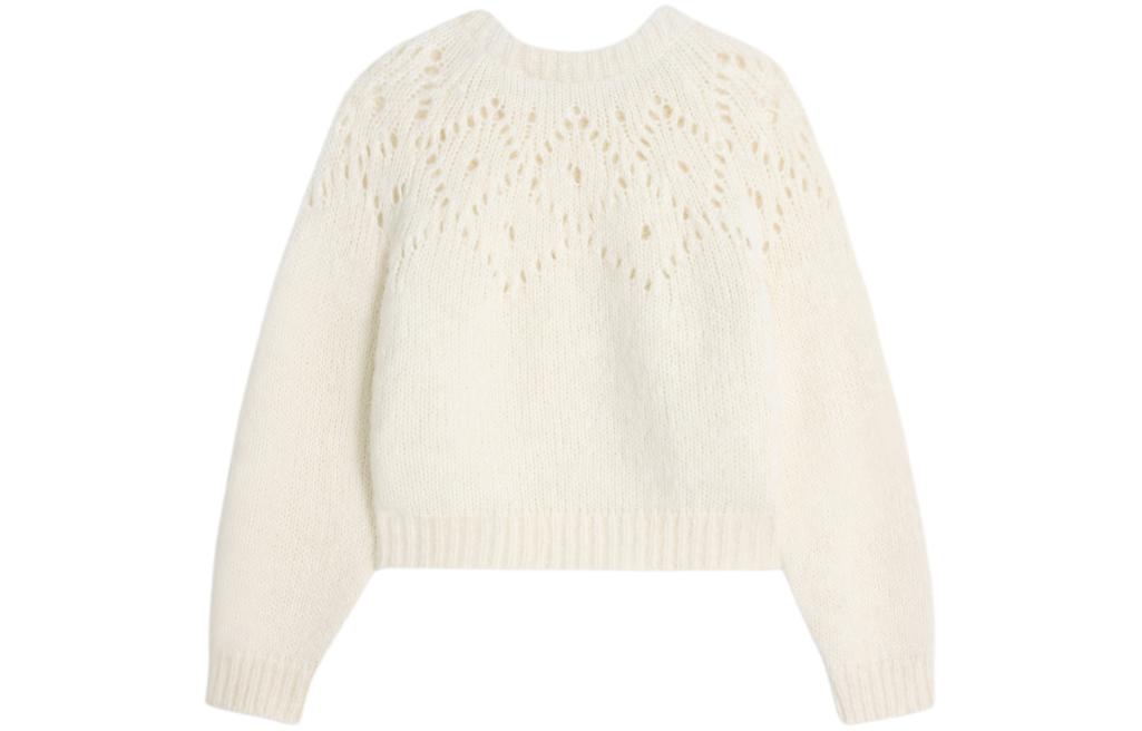 CELINE Crew Neck Sweater In Triomphe Fair Isle Alpaca Wool Pointelle