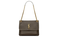 SAINT LAURENT Lambskin Crossbody Bag Medium Size Women's Light Musk