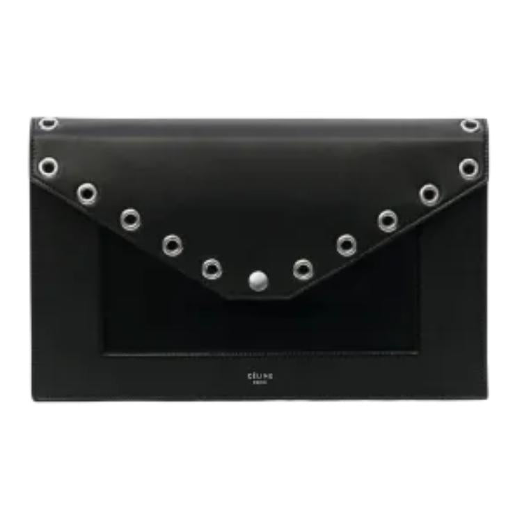 CELINE Calfskin Envelope Bag, Crossbody Bag, Shoulder Bag Women's Black