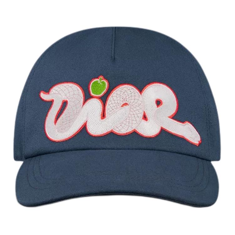 DIOR Cotton Canvas Baseball Caps Unisex Marine Blue