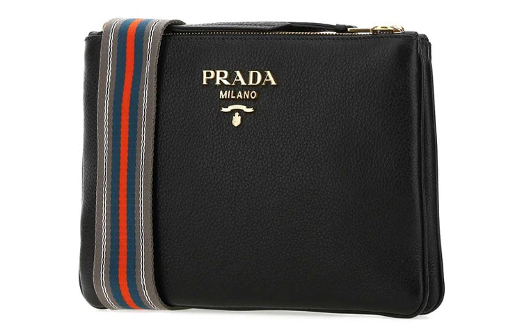PRADA Cow Leather Shoulder Backpack Unisex Black