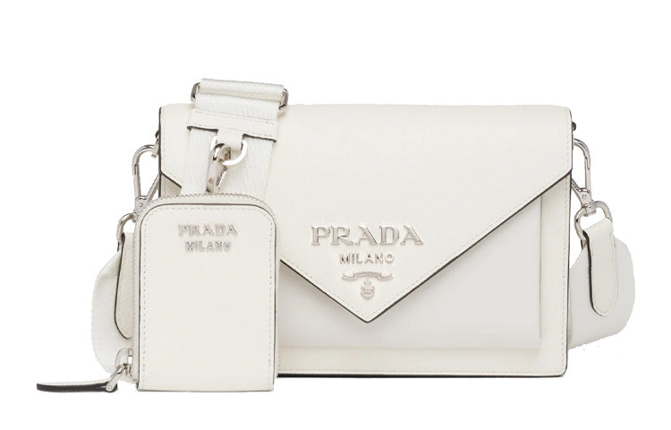 PRADA Cow Leather Handbags Shoulder Bags Women's White