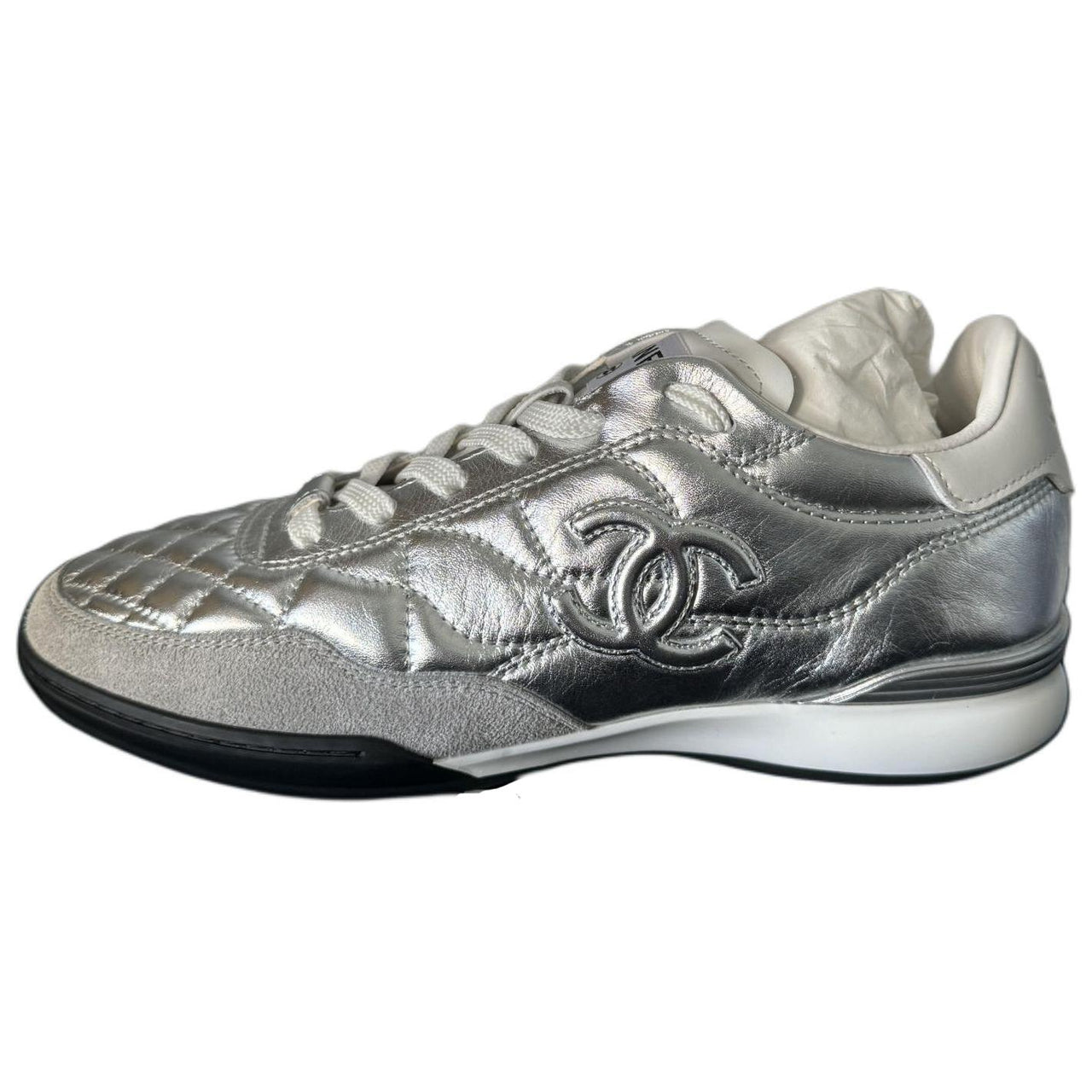 CHANEL 24a German Army Trainers Casual Shoes Women's Silver