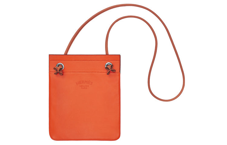 HERMES Aline Milo Lambskin With Swift Calfskin Shoulder Bag, Crossbody Bag Mini Women's Coral Red/Brick Red
