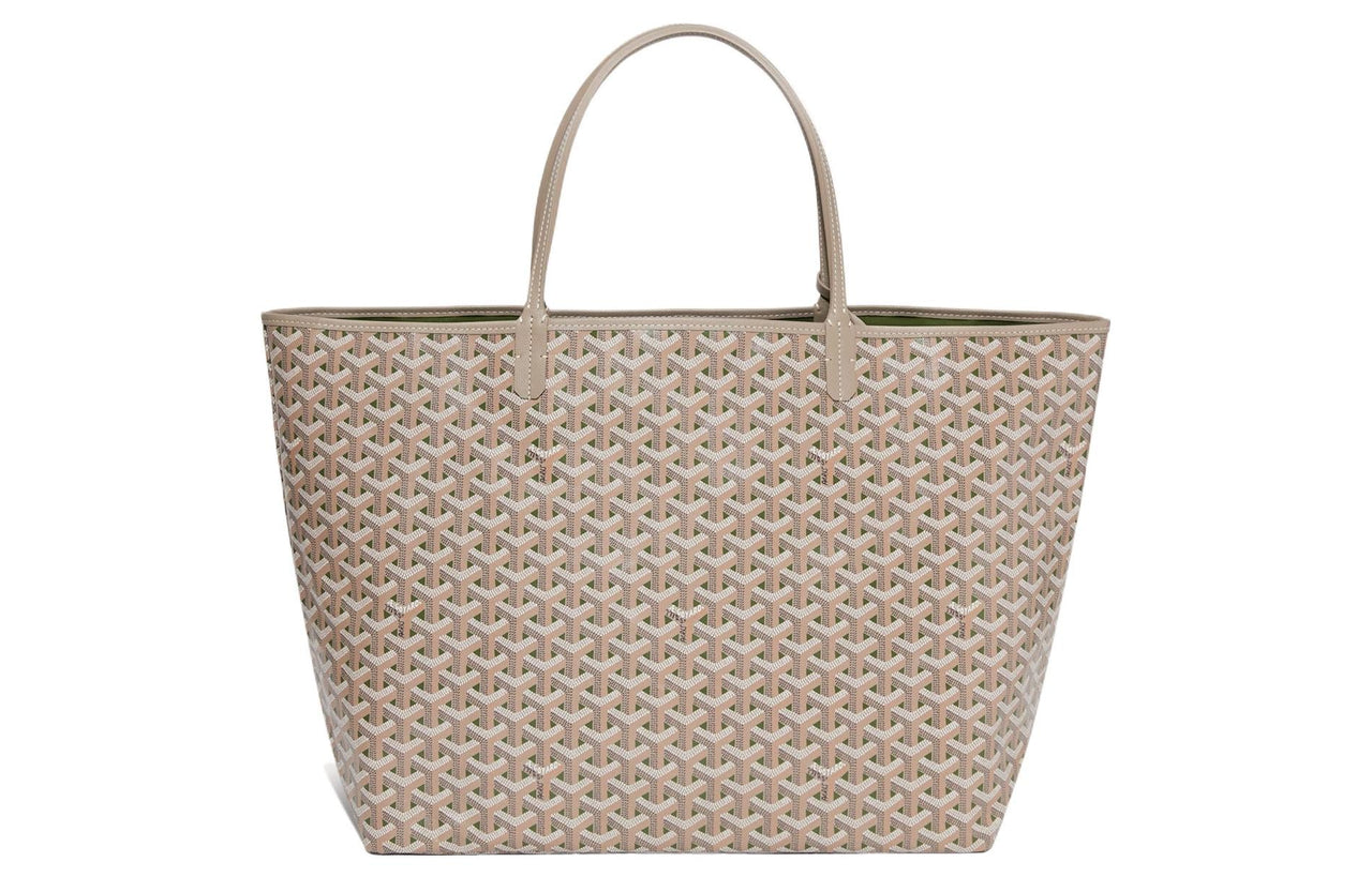 GOYARD Saint Louis Canvas With Leather Combo Tote Bag One Shoulder Handbags Large Size Unisex Khaki