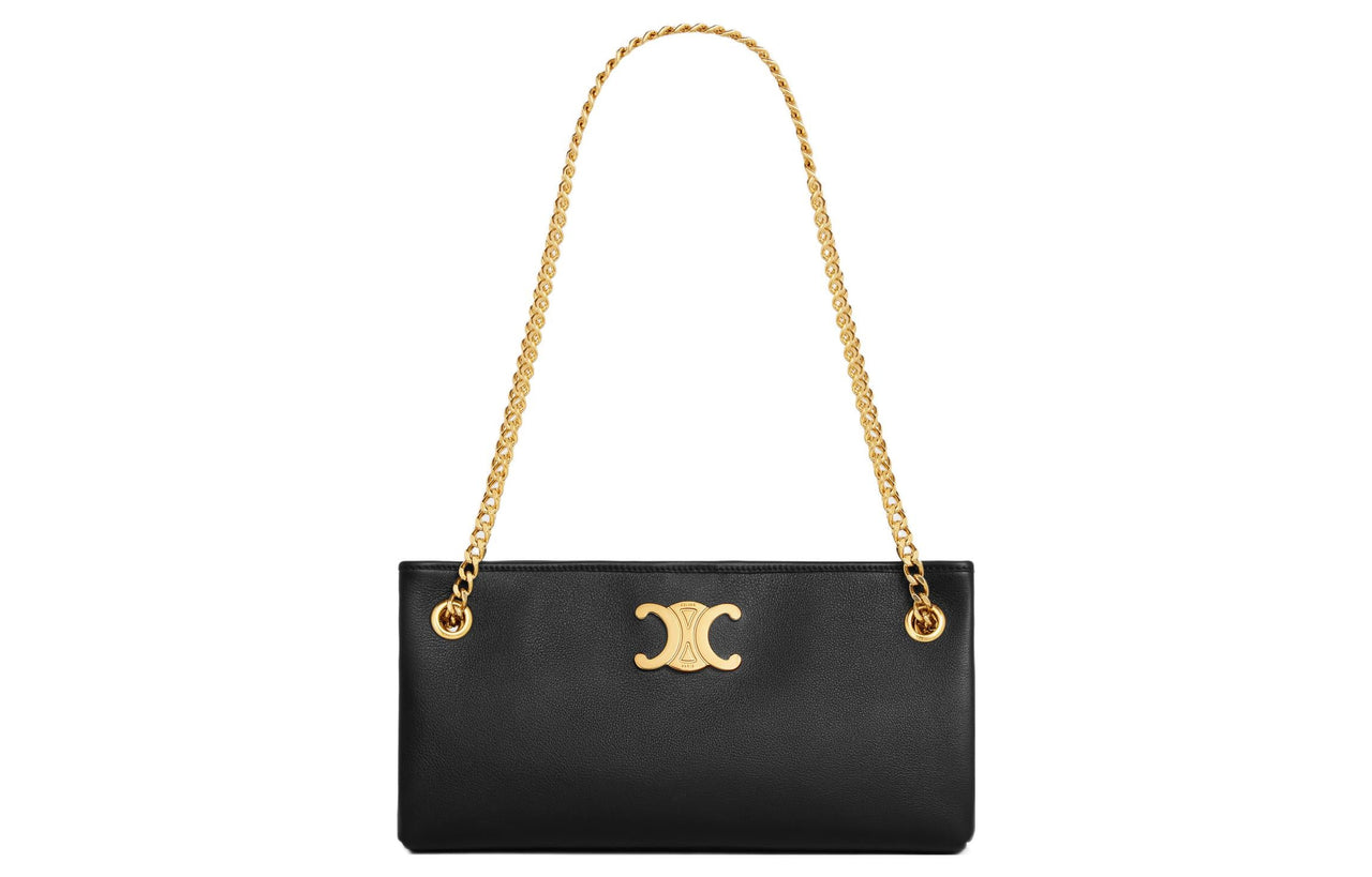 CELINE Cow Leather Handbag, Shoulder Bag Women's Black