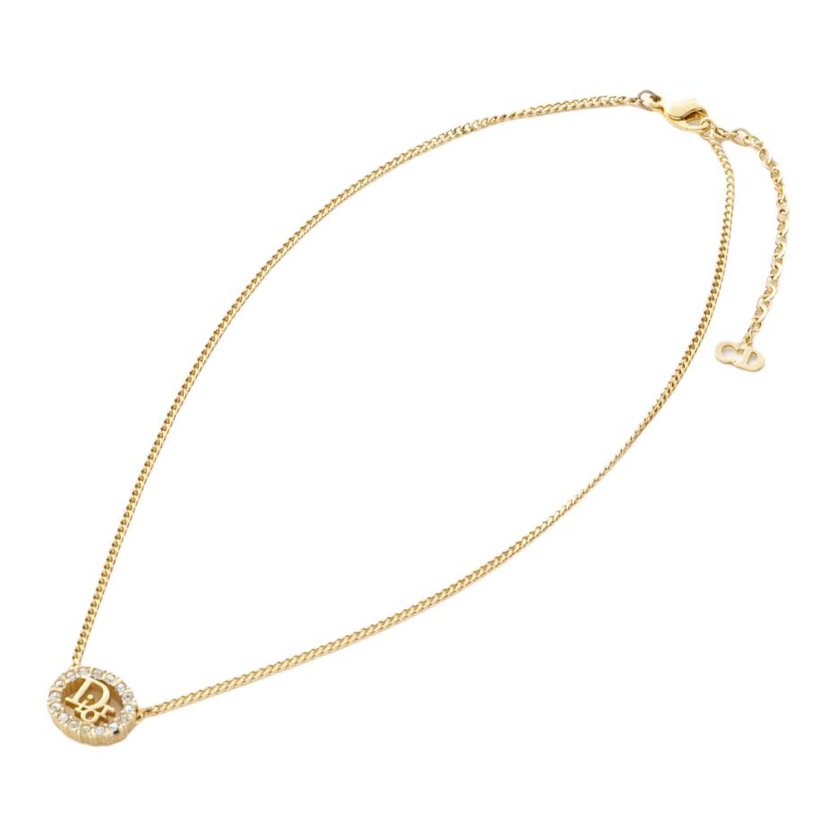 DIOR Rhinestone Necklaces Women's Gold