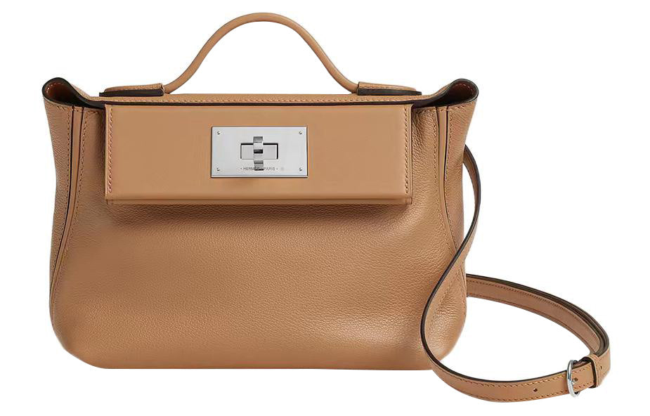 HERMES 24/24 Evercolor With Swift Calfskin Shoulder Bag Crossbody Bag Handbag Mini Women's Tea Brown Light Tawny