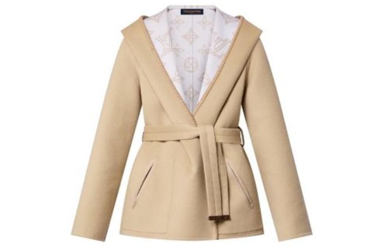 LOUIS VUITTON Reversible Signature Short Hooded Wrap Coat