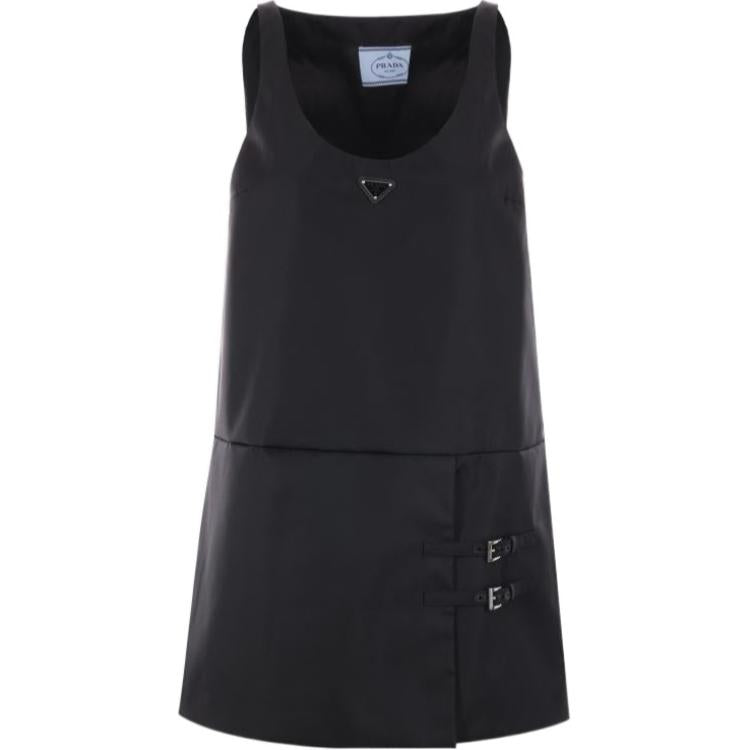 PRADA Enamel-Triangle Sleeveless Mini Dress