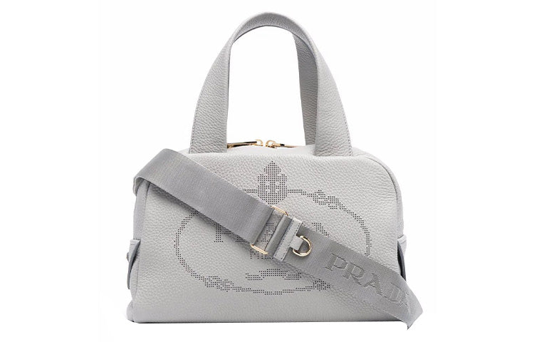 PRADA Cow Leather Handbag Women's Gray