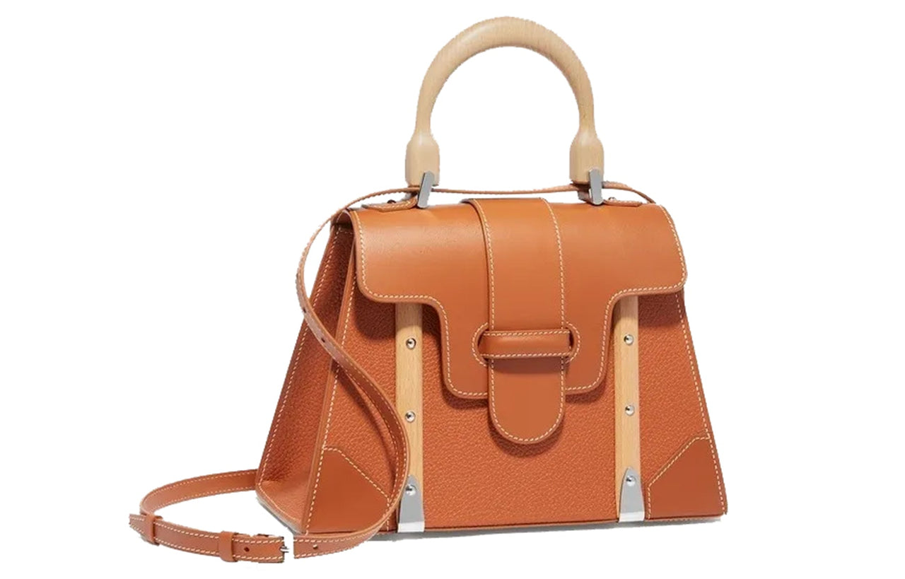 GOYARD Saigon Crumbsie Leather With Decise Bullhide Shoulder Bag Crossbody Bag Handbag Small Size Unisex Brown