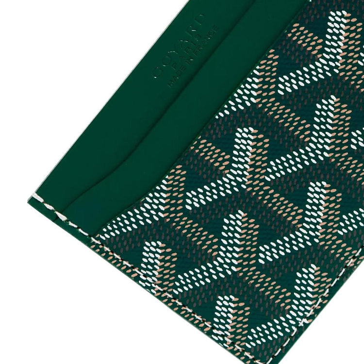 GOYARD Saint-Sulpice Canvas With Calfskin Card Clip Card Holder Unisex Green & Burgundy Small Heart