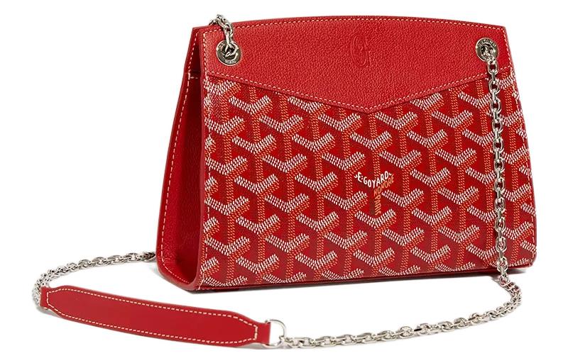 GOYARD Rouette Canvas With Leather Tote Chain Bag Shoulder Bag Mini Women's Red