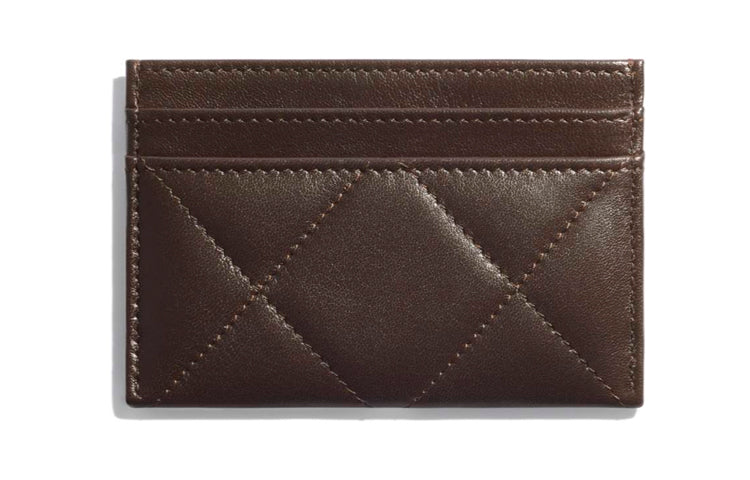 CHANEL 19Bag Lambskin Card Sleeve Card Holder Women's Brown
