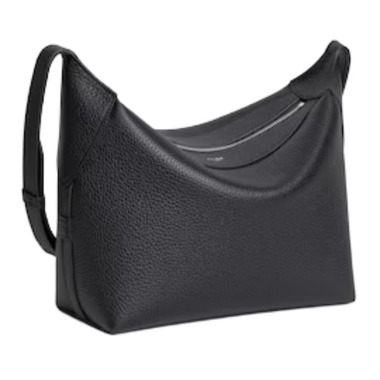 CELINE Calfskin Shoulder Bag Trumpets Women's Black