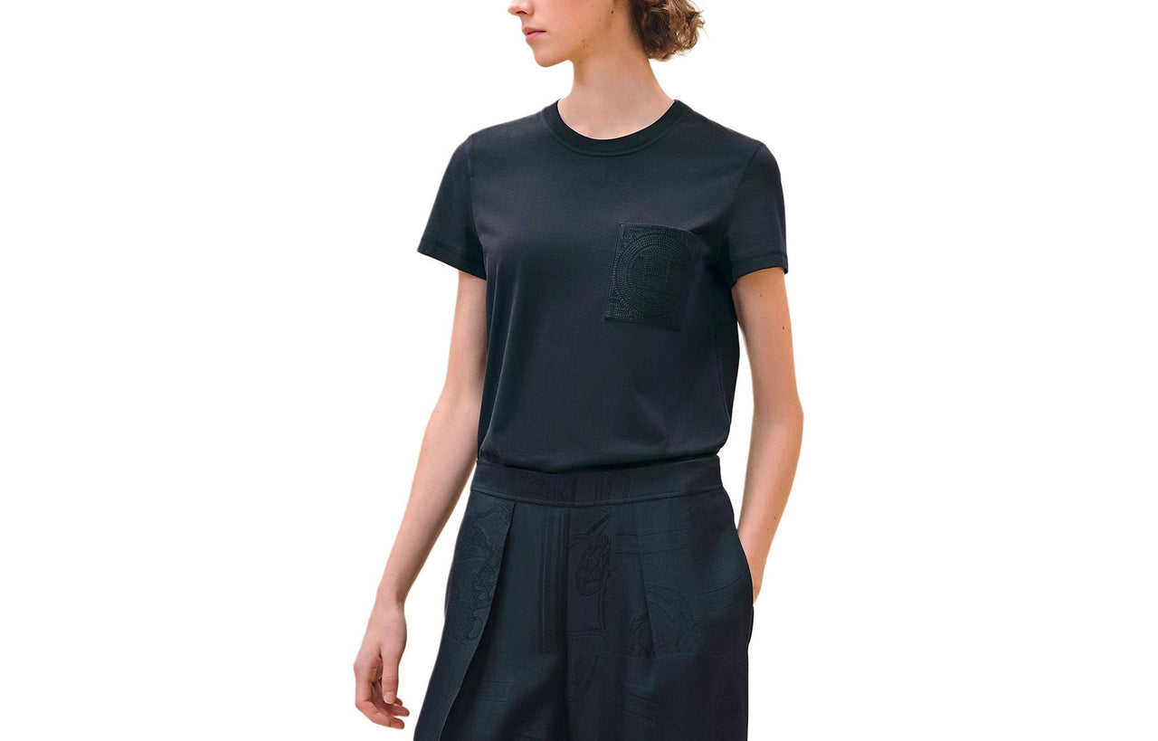 HERMES Regular T-Shirt Women's Black Blue