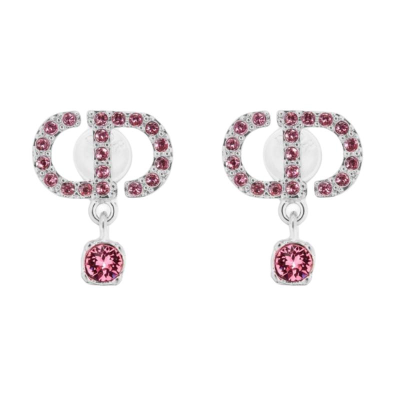 DIOR Metal Stud Earrings Women's Silver