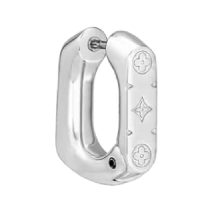 LOUIS VUITTON Monogram Chain Hoop Earring