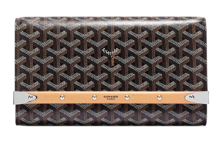 GOYARD MONTE-CARLO Canvas With Leather Clutches Crossbody Bags Small Size Women's Black