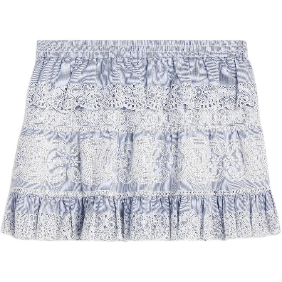 CELINE Embroidered Mini Skirt In Striped Cotton And Cashmere