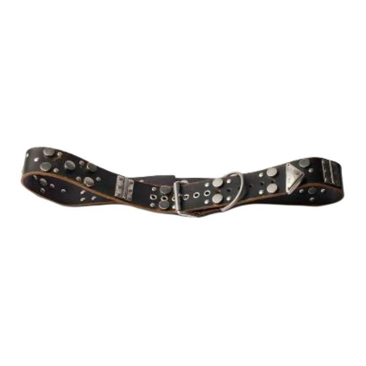 PRADA Calfskin Leather Belts Men's Black Width 3.5CM