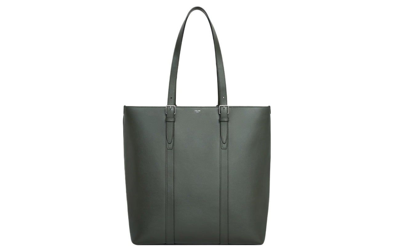 CELINE Cabas Smooth Cow Leather Tote Bag Shopping Bag Handbag Regular Men's Dark Army Green