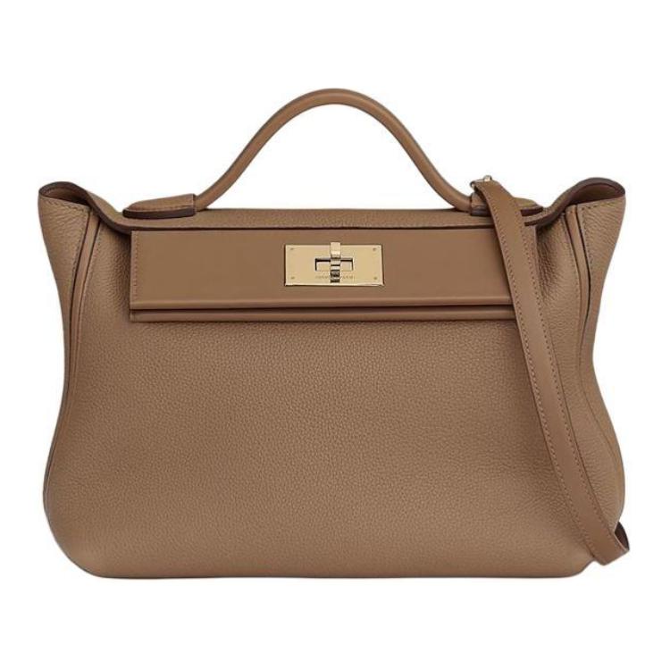 HERMES 24/24 Maurice Bullock Leather Swift Calfskin Crossbody One Shoulder Handbags Women's Brown