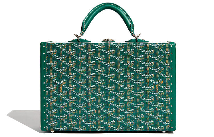 GOYARD Grand Hôtel Canvas With Leather Box Bag Handbags Women's Green