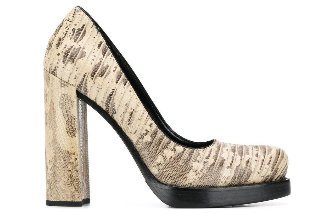 PRADA Chunky Heel High Heels Women's Gray Yellow