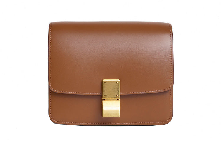 CELINE Classic Bo Cow Leather Tofu Bag Block Crossbody Bag Shoulder Bag Women's Camel