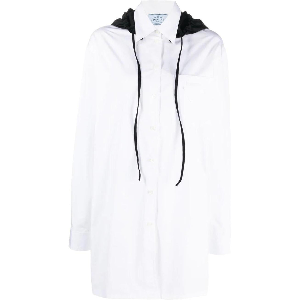 PRADA Drawstring Hooded Shirt Dress