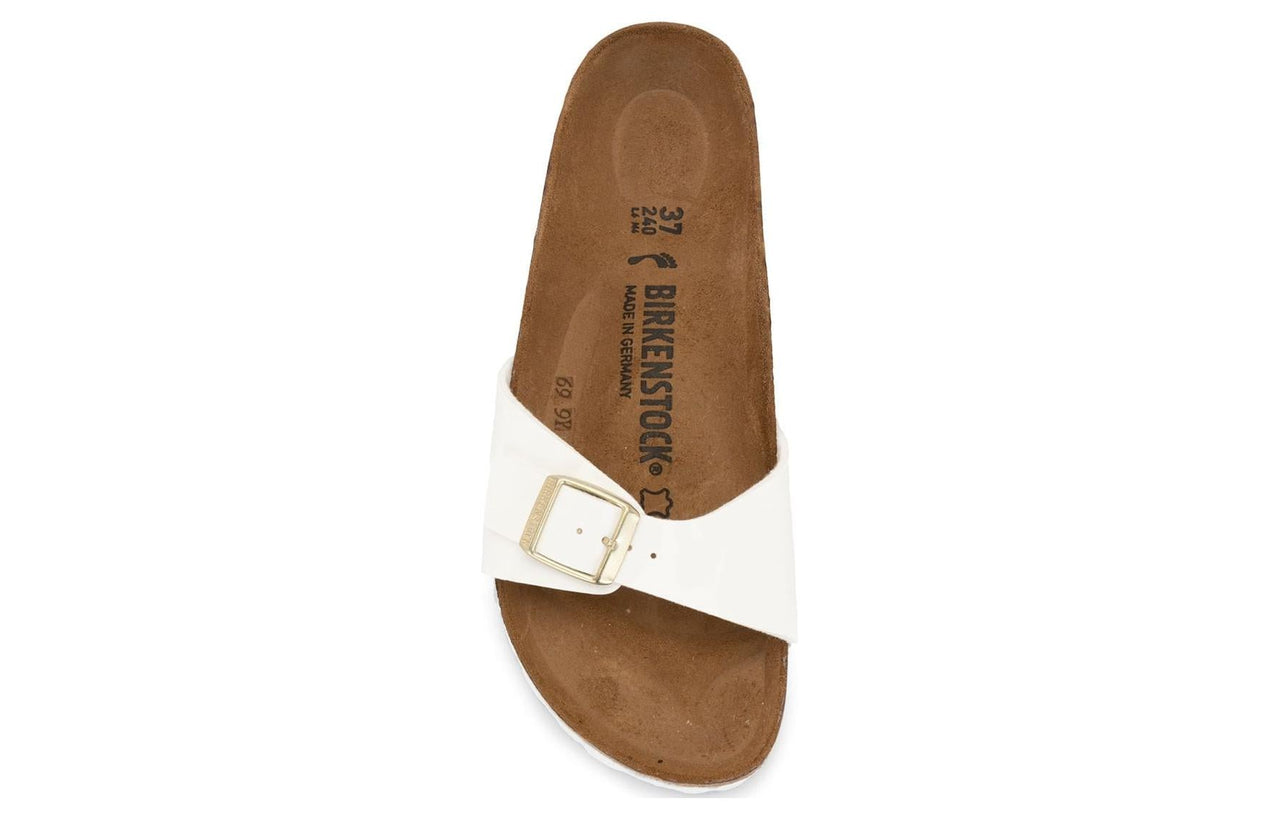 (WMNS) Birkenstock Madrid Birko-Flor Patent Narrow Fit Sandals 'Patent White' 1005310