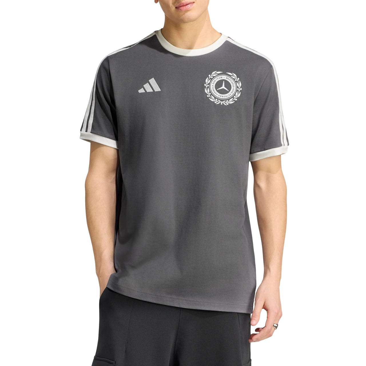 adidas x Mercedes AMG Petronas Formula 1 Team Silver Arrows Icon T-Shirt Asia Sizing 'Granite' IB7013