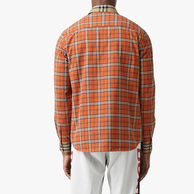 Burberry Check Flannel Shirt Male Orange 80218071