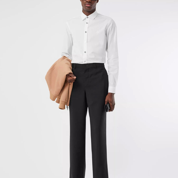 Burberry Pattern Stretch Cotton Shirt Male White 80285581