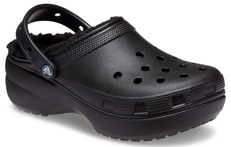 (WMNS) Crocs Classic Platform Lined Clog 'Black' 207938-001