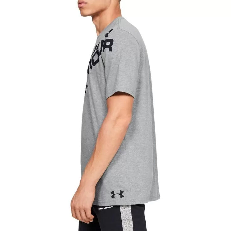 Under Armour Unisex Wordmark Shoulder Round-neck Tee Gray 1344227-035