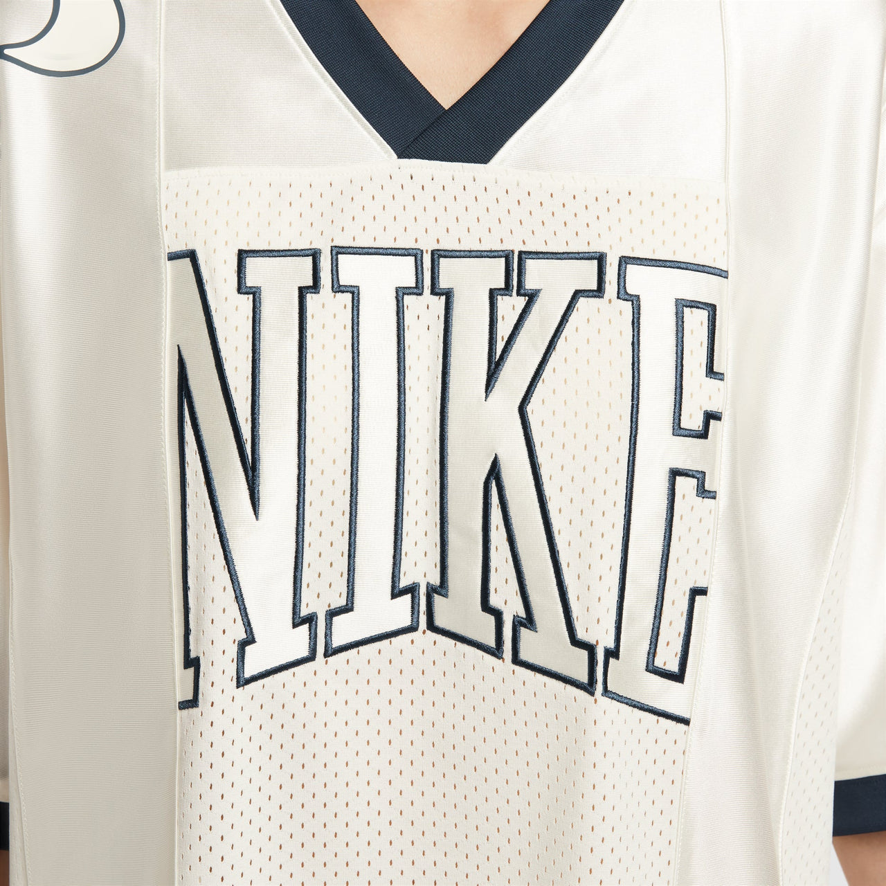 (WMNS) Nike Sportswear Street Oversized Graphic Jersey Top Asia Sizing 'Sail Armoury Navy' HJ0281-133