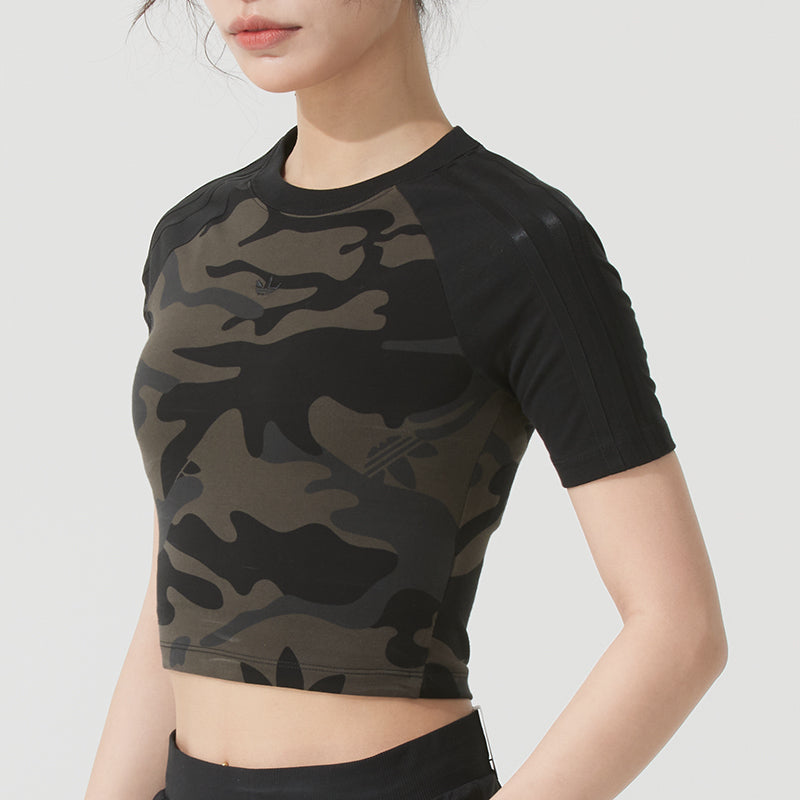 (WMNS) adidas Camo Cropped Top 'Olive Green' JI5740