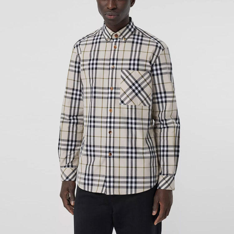 Burberry SS21 Silk Long Sleeve Shirt Men s Brown 80428381