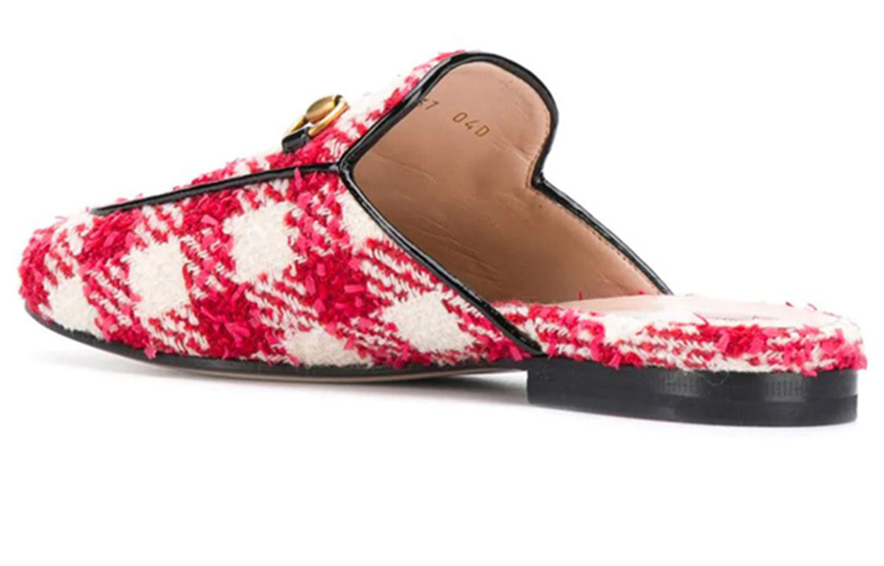 (WMNS) Gucci Princetown Tweed Check 'Red' 475094-G1220-9141