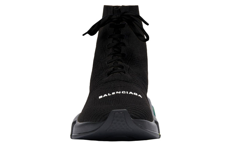 Balenciaga Speed Clear Sole Bandage Sneakers Black/Yellow 617255W05GJ1048